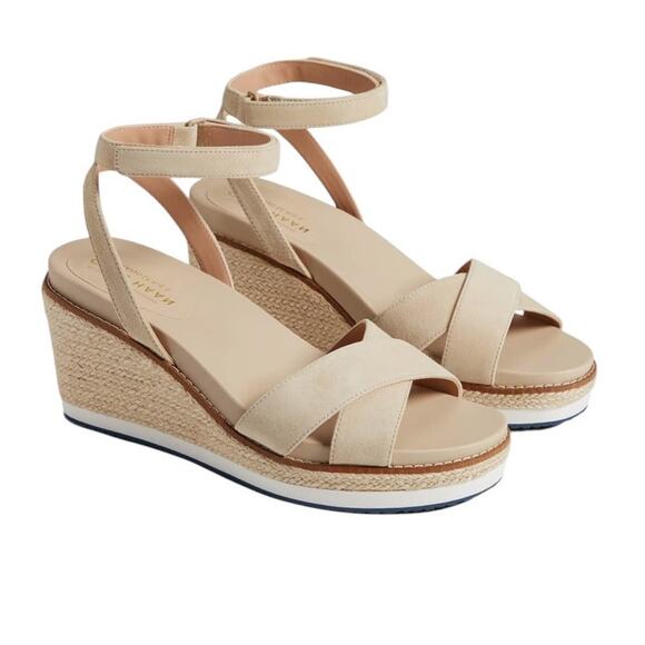 Cole Haan Cloudfeel Leather Suede Espadrille Wedge Ankle Strap Sandal Size 8 NEW